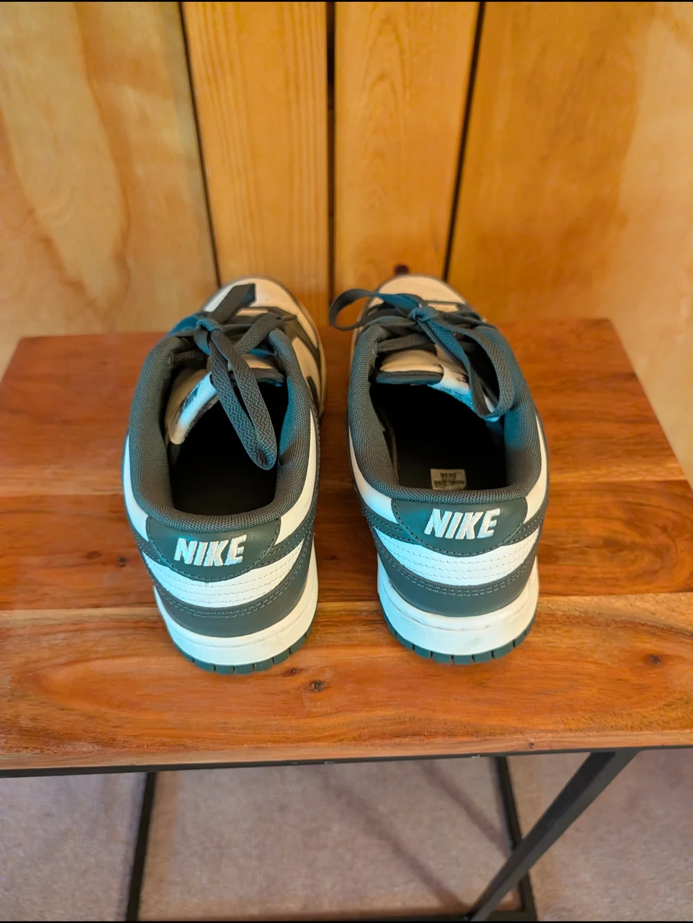 Nike Dunk Low-Top Sneakers in White and Green